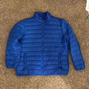 Blue puffer jacket